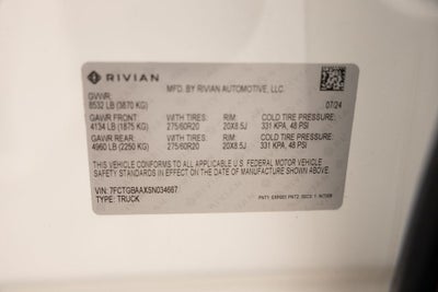 2025 Rivian R1T Adventure Dual Motor Standard Pack