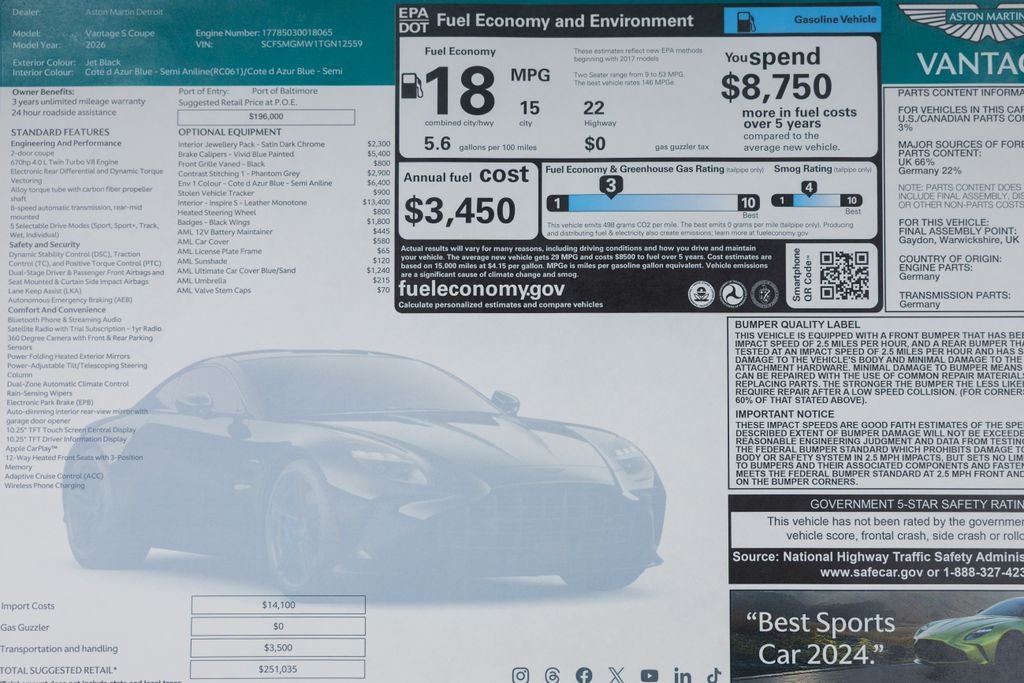 2026 Aston Martin Vantage S