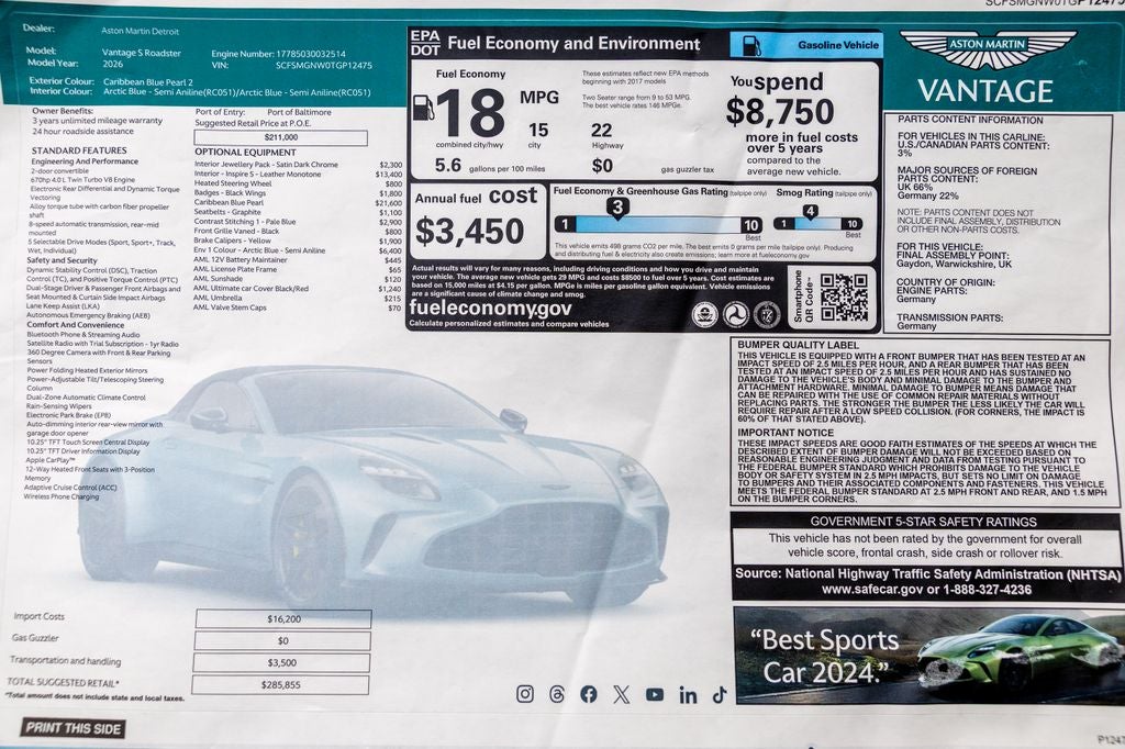 2026 Aston Martin Vantage S