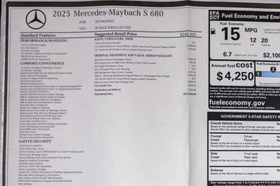 2025 Mercedes-Benz S-Class Maybach S 680 4MATIC®