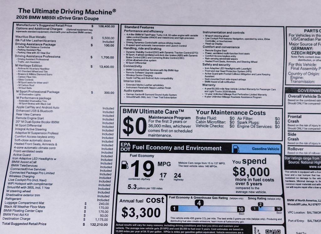 2026 BMW 8 Series M850i xDrive Gran Coupe