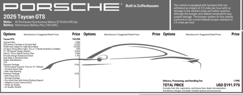 2025 Porsche Taycan GTS